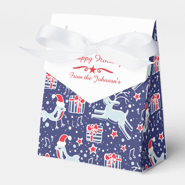 Caixa de presentes de Natal vermelha azul-de-galin (Frente)