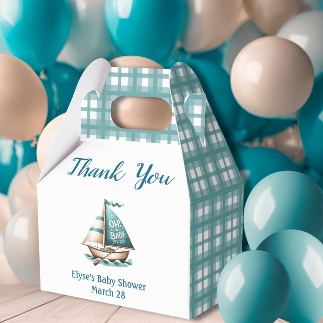 Caixa de presentes do Chá de fraldas "Oh, Baby" Az (Nautical "Oh,Baby" Baby Shower Thank You Gift Box)