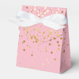 Caixa de presentes/favoritos em estrelas rosa e Ou