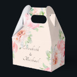 Caixa de Primavera Botânica de Cores de Água Elega<br><div class="desc">Caixa de Favoritos Botânica de Cor d'água Elegante, cor- de- rosa, com seu Nome e data. Celebre o seu casamento da primavera com esta elegante caixa de bonificação de aquarela com botânicos de pasta mole em um design floral romântico. Personalizada com os nomes do casal e a data do casamento,...</div>