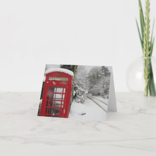 Caixa de Telefone na neve cartão postal em branco