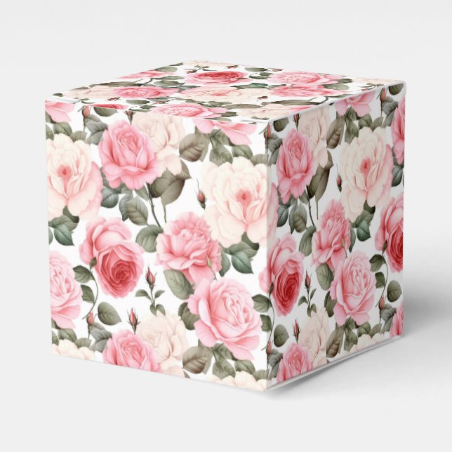 Caixa de Tratamento de Festa de Rosas Cor-de-Rosa (Frente)