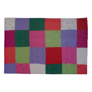 caixa de travesseiro colorido de patchwork de malh