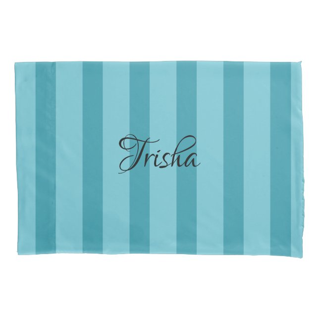 Caixa de Travesseiro de faixa aqua - Adicionar nom (Frente)
