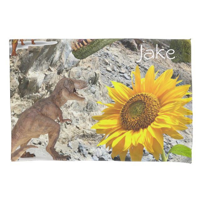 Caixa de Travesseiro de girassol, Dinossauro Flora (Frente)
