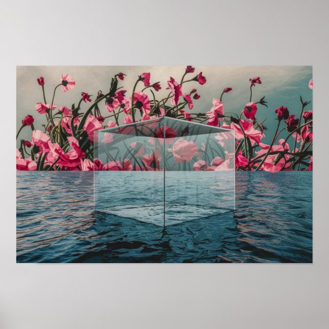 Caixa de Vidro Azul Poster Impressão Wall Art (Frente)
