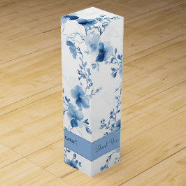 Caixa De Vinho Para Presente Blue Flower Blossom,