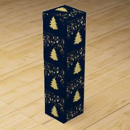 Caixa De Vinho Para Presente Estrelas Douradas de Natal e Árvore com Balas, ZSS