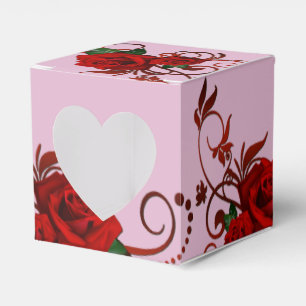 Caixa do favor do coração do rosa do teste padr