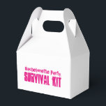 Caixa do kit de sobrevivência "Festa de solteira"<br><div class="desc">Pronto para preencher com "suprimentos de sobrevivência"! Faz um presente divertido! Cores e fontes diferentes disponíveis.</div>