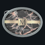 Caixa Dourada, Nome e Monograma do Mármaco Dourado<br><div class="desc">Personalize o seu nome em branco e monograma preto em Dourado Box sobre Black e Rosa Dourado Marble. Clique em "Editar usando a ferramenta Design" para alterar cores e digitar estilos.</div>