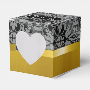 Caixa Dourado e preta personalizada do favor do