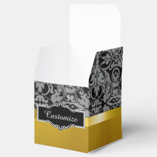 Caixa Dourado e preta personalizada do favor do