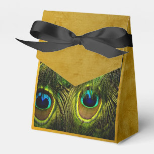 Caixa Dourado escovada pena do favor do pavão