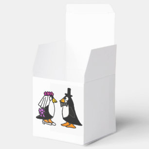Caixa engraçada do favor do pinguim dos noivos