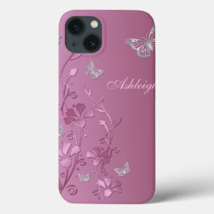 Caixa floral do ar do iPad da borboleta de prata