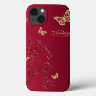 Caixa floral do ar do iPad da borboleta vermelha e