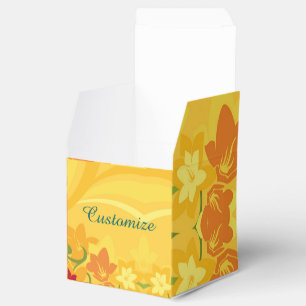 Caixa floral do favor do cubo do amarelo