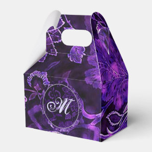 Caixa floral do favor do frontão do vintage roxo