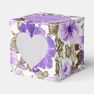 Caixa floral roxa & branca bonito do favor do cubo