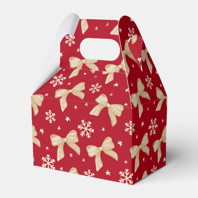 Caixa Gable de Favor de Festa Vermelha com Padrão  (Frente)