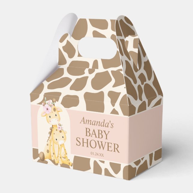 Caixa Gable para Chás de Bebê de Girafa Menina (Frente)