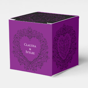 Caixa gótico do favor do casamento do coração r