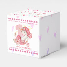 Caixa Personalizada de 1º Aniversário de Unicórnio