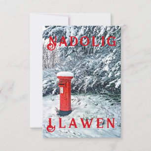 Caixa Postal Vermelha Tradicional e Neve nas Árvor