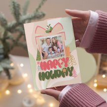 Caixa-presente rosa Cartão de Feriado Plano para a