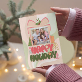 Caixa-presente rosa Cartão de Feriado Plano para a