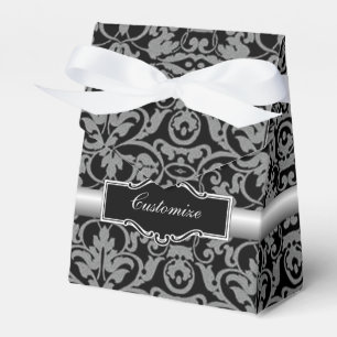 Caixa preta & de prata personalizada do favor do