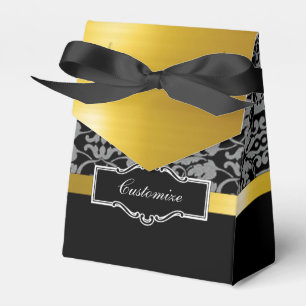 Caixa preta e Dourado personalizada do favor da