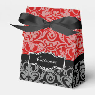 Caixa preta e vermelha personalizada do favor da