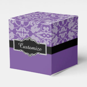 Caixa preta & roxa personalizada do favor do cubo