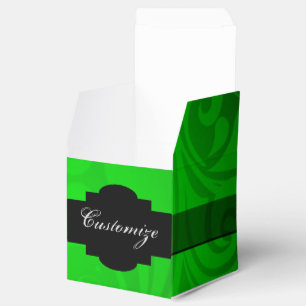 Caixa preta & verde elegante do favor do cubo