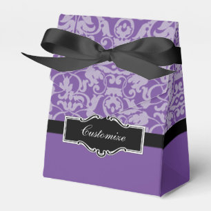 Caixa roxa & preta personalizada do favor da