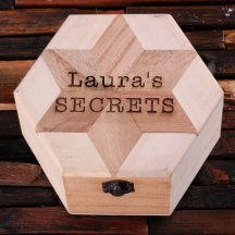 Caixa Única de Joias de Madeira Leve com Hexágono