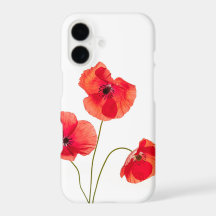 Caixa vermelha de Iphone 7 da flor da papoila