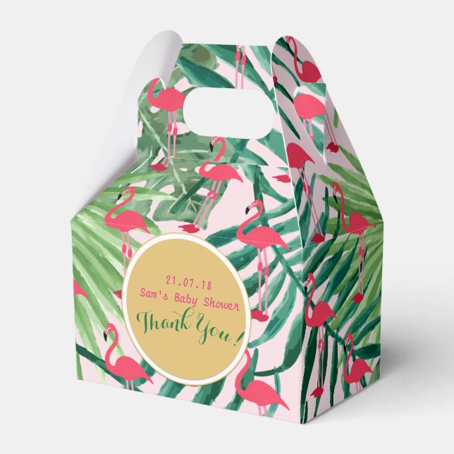 Caixas com Cumeeira Personalizadas Flamingos Folha (Frente)