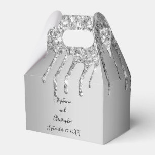 Caixas de casamento com brilho Silver Dripping gli