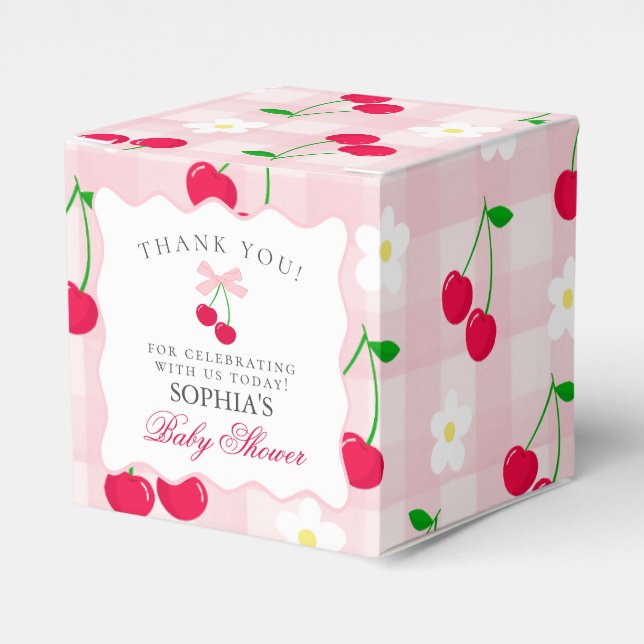 Caixas de Chá de fraldas de Coquetes Rosa Cereja (Frente)