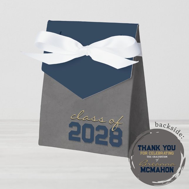 Caixas de doação para adaptação de quadro chalkboa (Navy Blue and Gold Chalkboard Graduation Favor Gift Boxes for any Class Year)