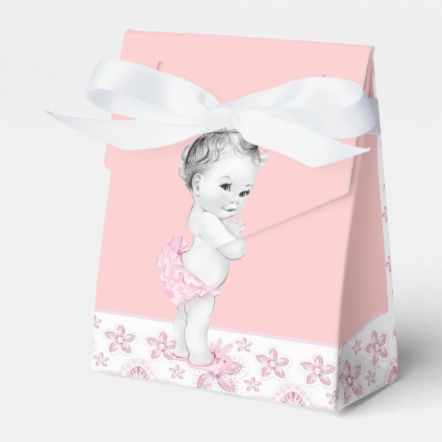 Caixas de Favor Adoráveis Rosa para Chás de Bebê (Frente)