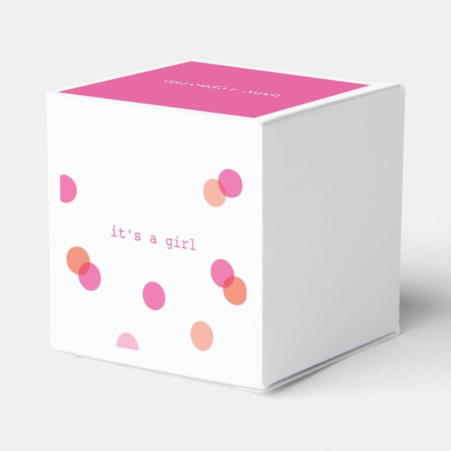 Caixas de favor com confete rosa | É uma menina (Verso)