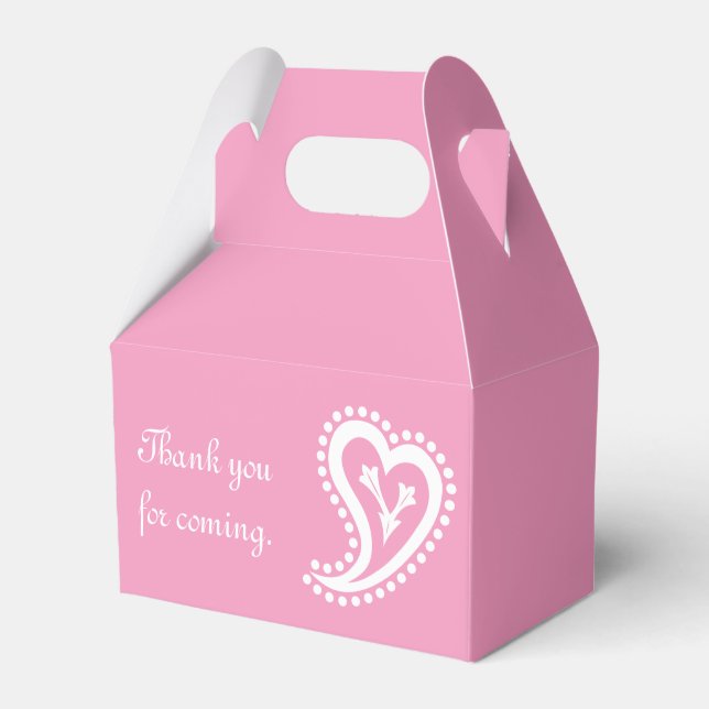 Caixas de Favor com Corações Paisley Doces em Rosa (Frente)