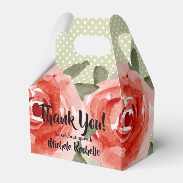 Caixas de Favor com Rosas Florais em Aquarela para (Frente)
