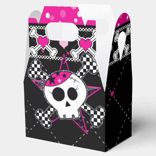 Caixas de Favor de Aniversário Caveira e Corações  (Aberto)