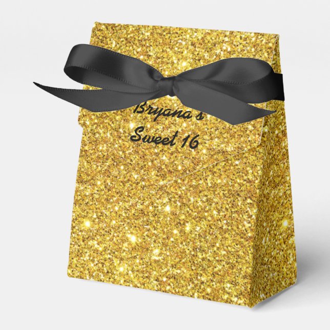 Caixas de Favor de Aniversário com Brilho Dourado (Frente)