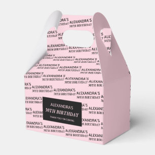 Caixas de Favor de Aniversário Cor-de-Rosa com Nom